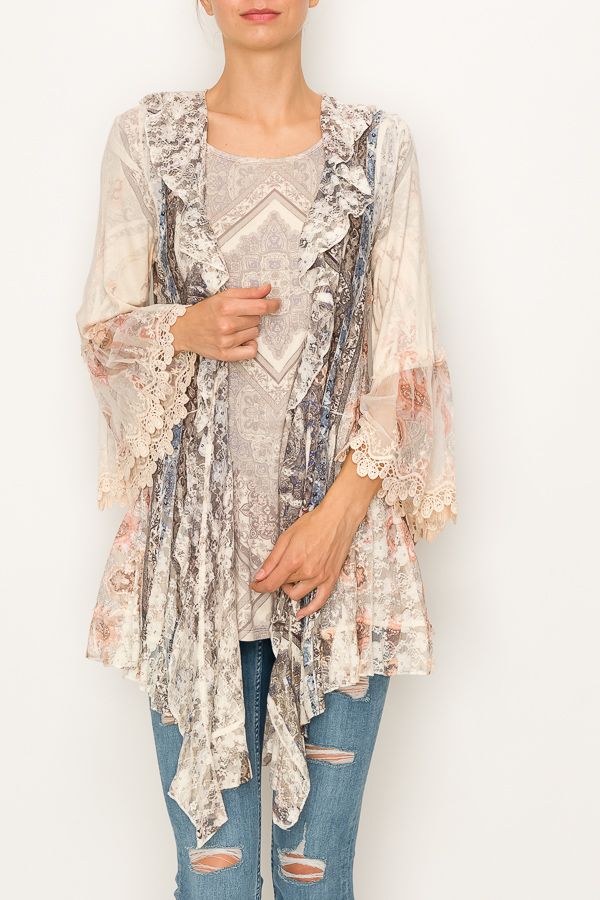 3398- Brown Lace Vest