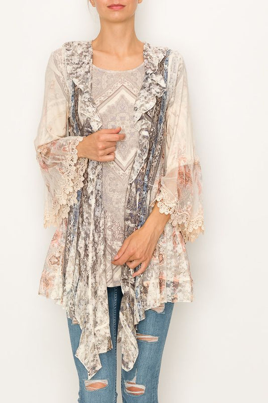 3398- Brown Lace Vest