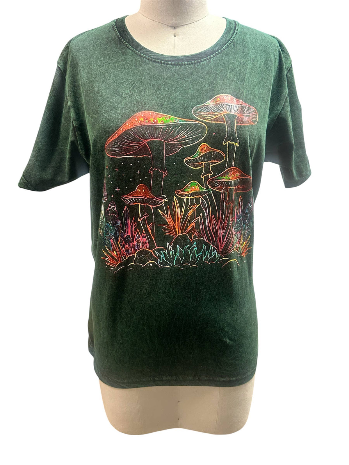 Cotton Multi Green Red Mushroom T shirts
