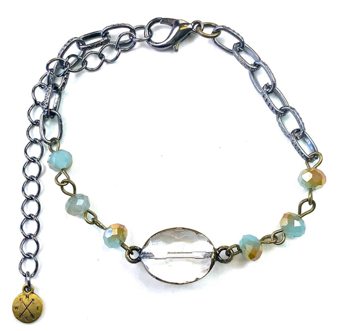Rosaried & Edged on Turquoise Chain Beaded Bracelet