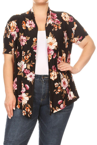 Black Floral Print Cardigan *PLUS ONLY*