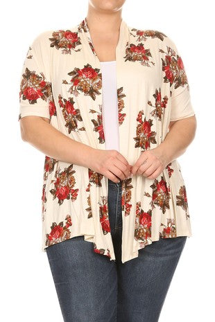 Ivory Floral Print Cardigan *PLUS ONLY*