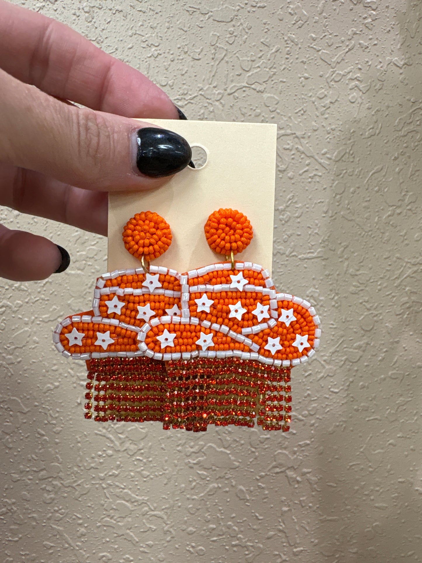 3469- Orange Beaded Cowboy Hat *TN COLLECTION*