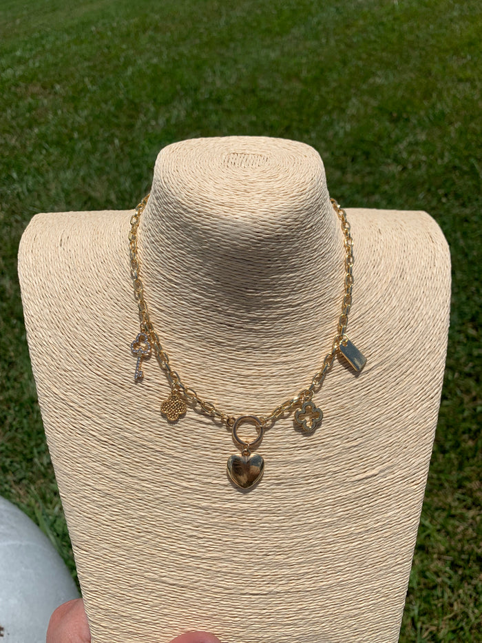 Golden Charm Key Necklace