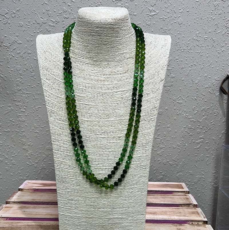 528- Multi Green Beaded Necklace