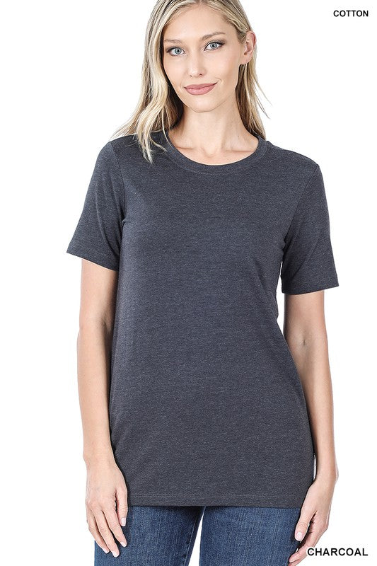 8079- Charcoal Short Sleeve Basic Tee