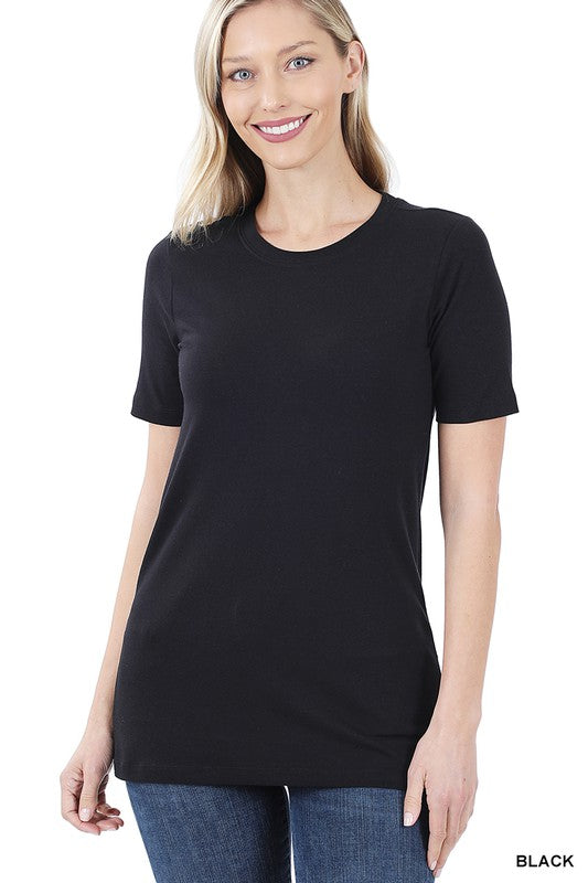 8078- Black Basic Short Sleeve Tee