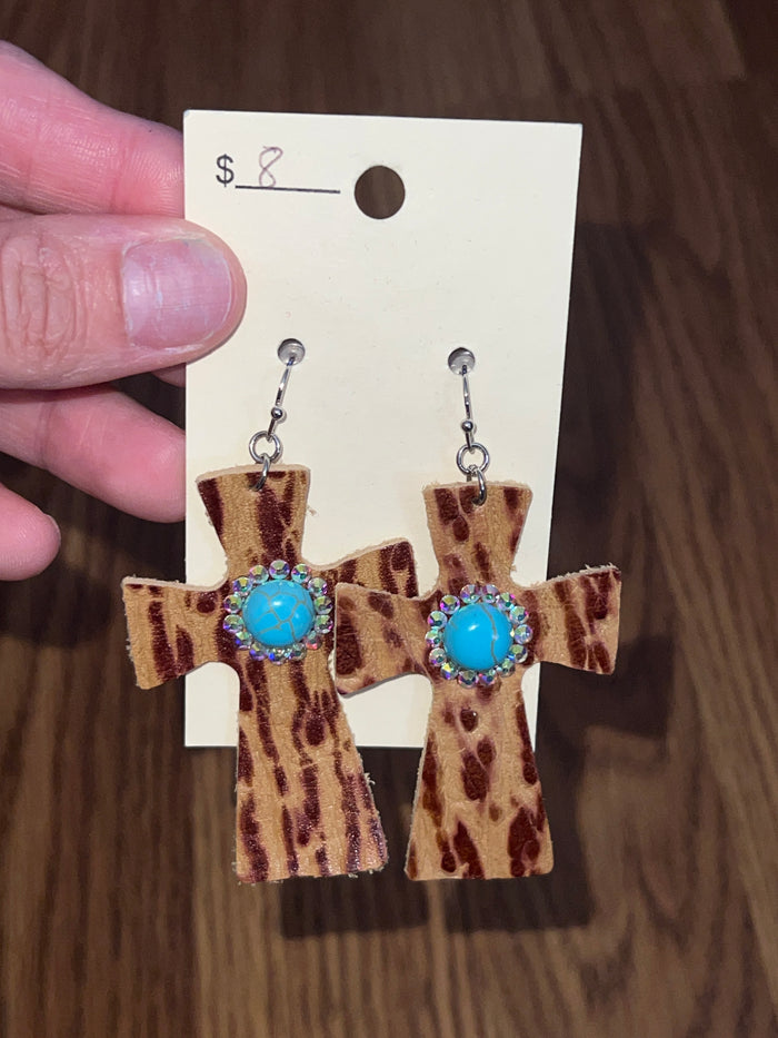 3048- Animal Print across w/ Turquoise Pendant