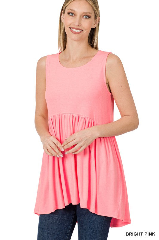 8942- Bright Pink Babydoll Tank Top