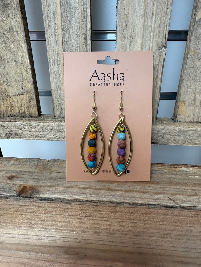 Aasha Kantha Handcrafted Shallow Hoop Dangle Earrings
