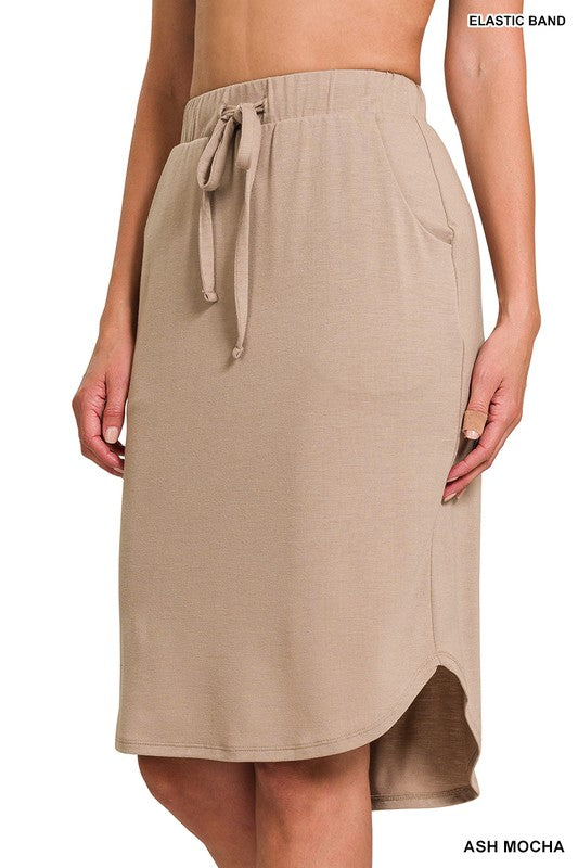 2568- Ash Mocha Scoop Hem Skirt