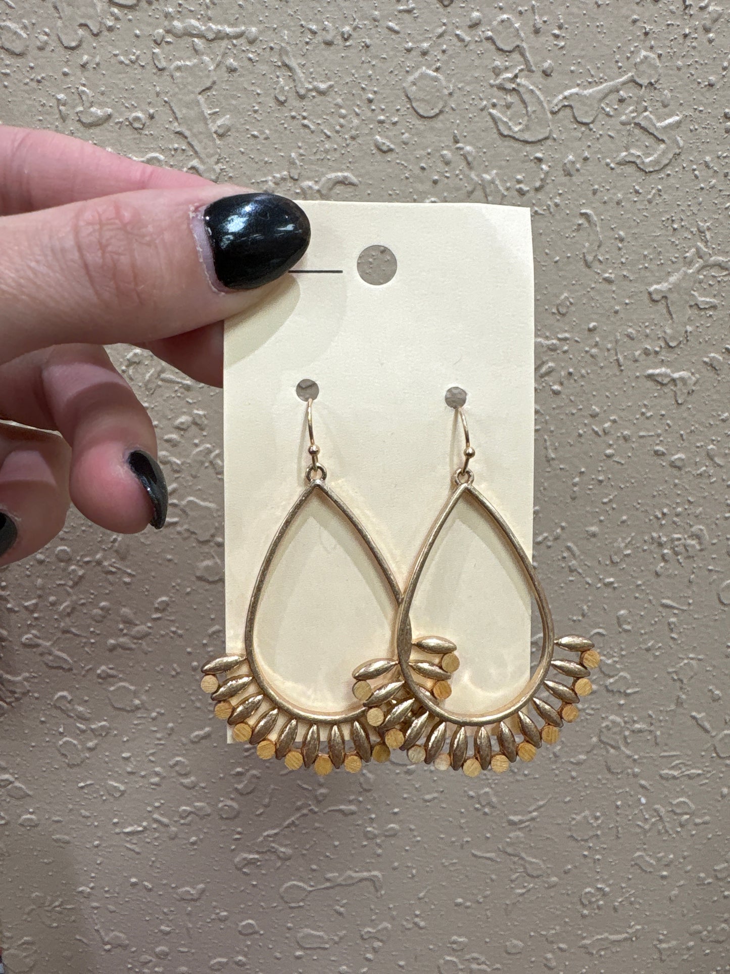 3367- Teardrop Earrings W/ Gold Detail