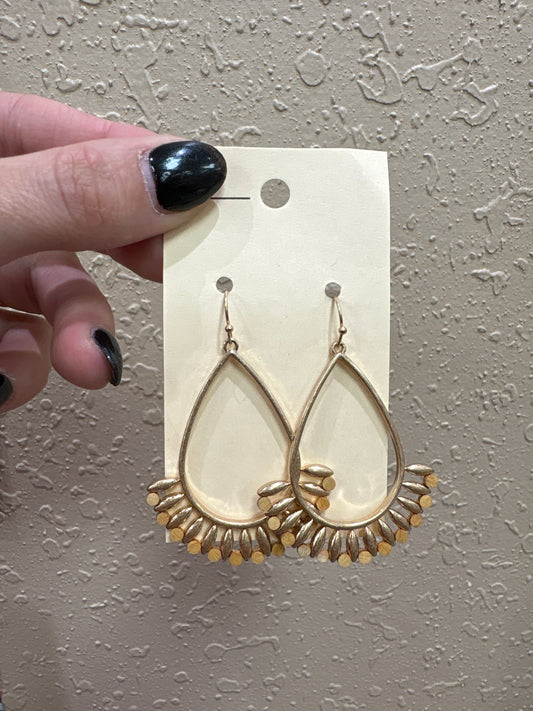 3367- Teardrop Earrings W/ Gold Detail