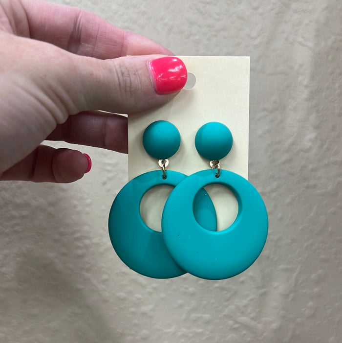 2201- Turquoise Circle Clay Post Back Earrings