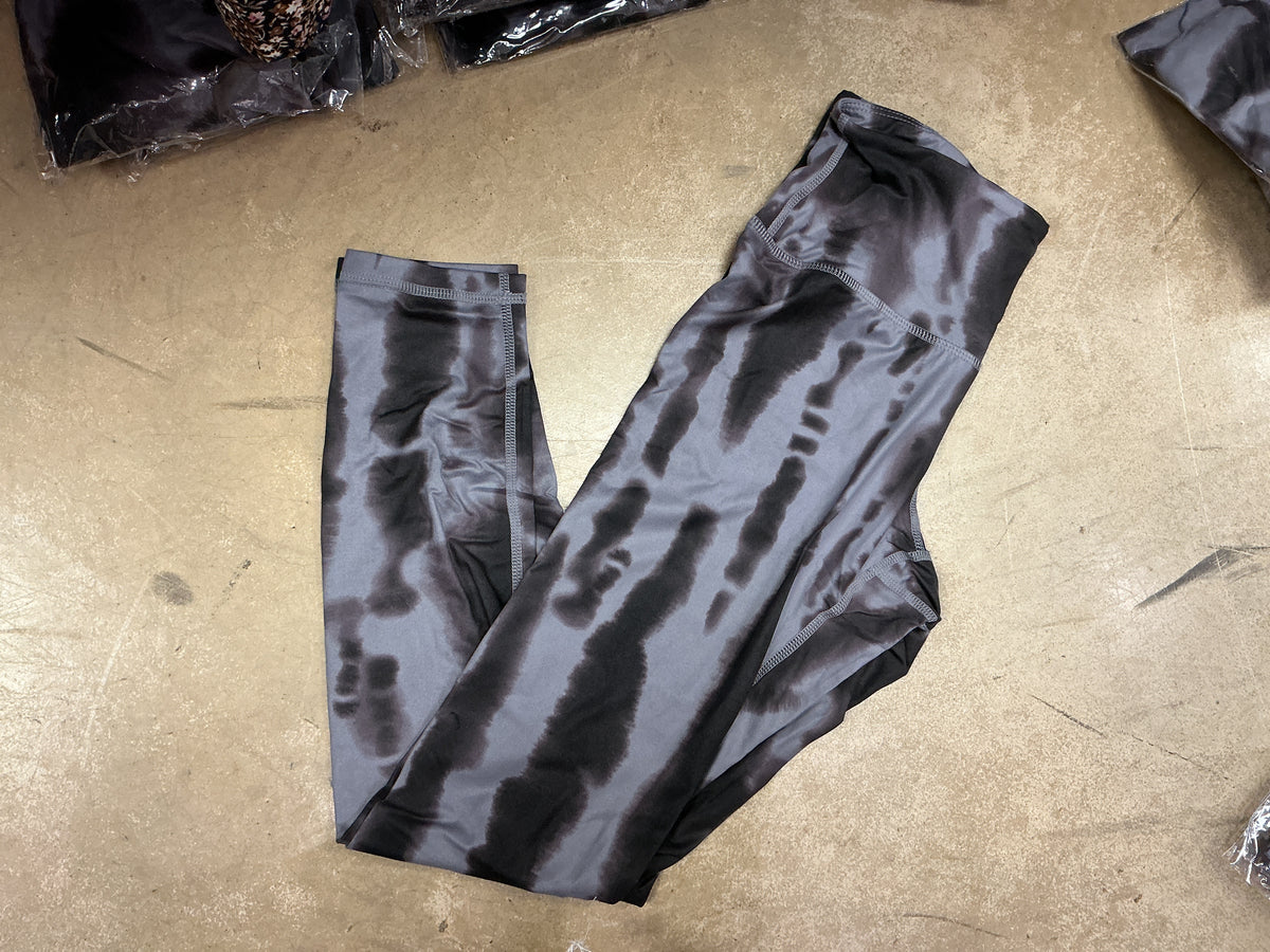 Grey and black tie dye leggings DOORBUSTER FINAL SALE * BIN #30
