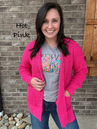 Low Gauge Waffle Open Cardigan Sweater by Zenana *MULTIPLE COLORS*