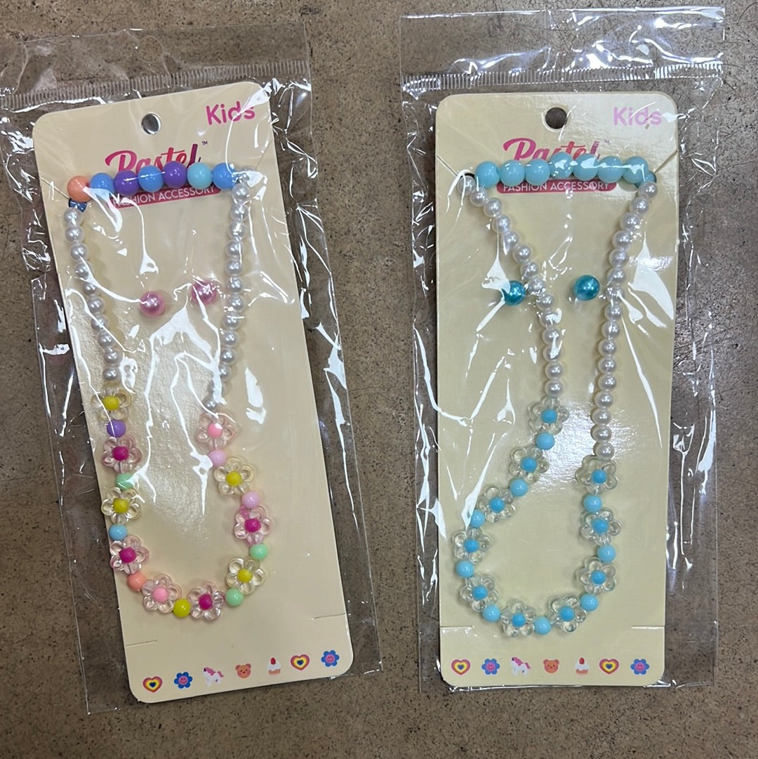 1008- Kids Flower Necklace w/ Earrings Set