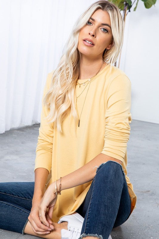 9964- Mustard Butter Soft Basic Long Sleeve Tee