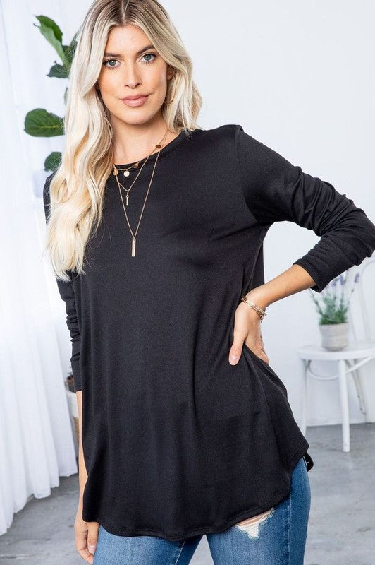 3377- Black Butter Soft Basic Long Sleeve Tee