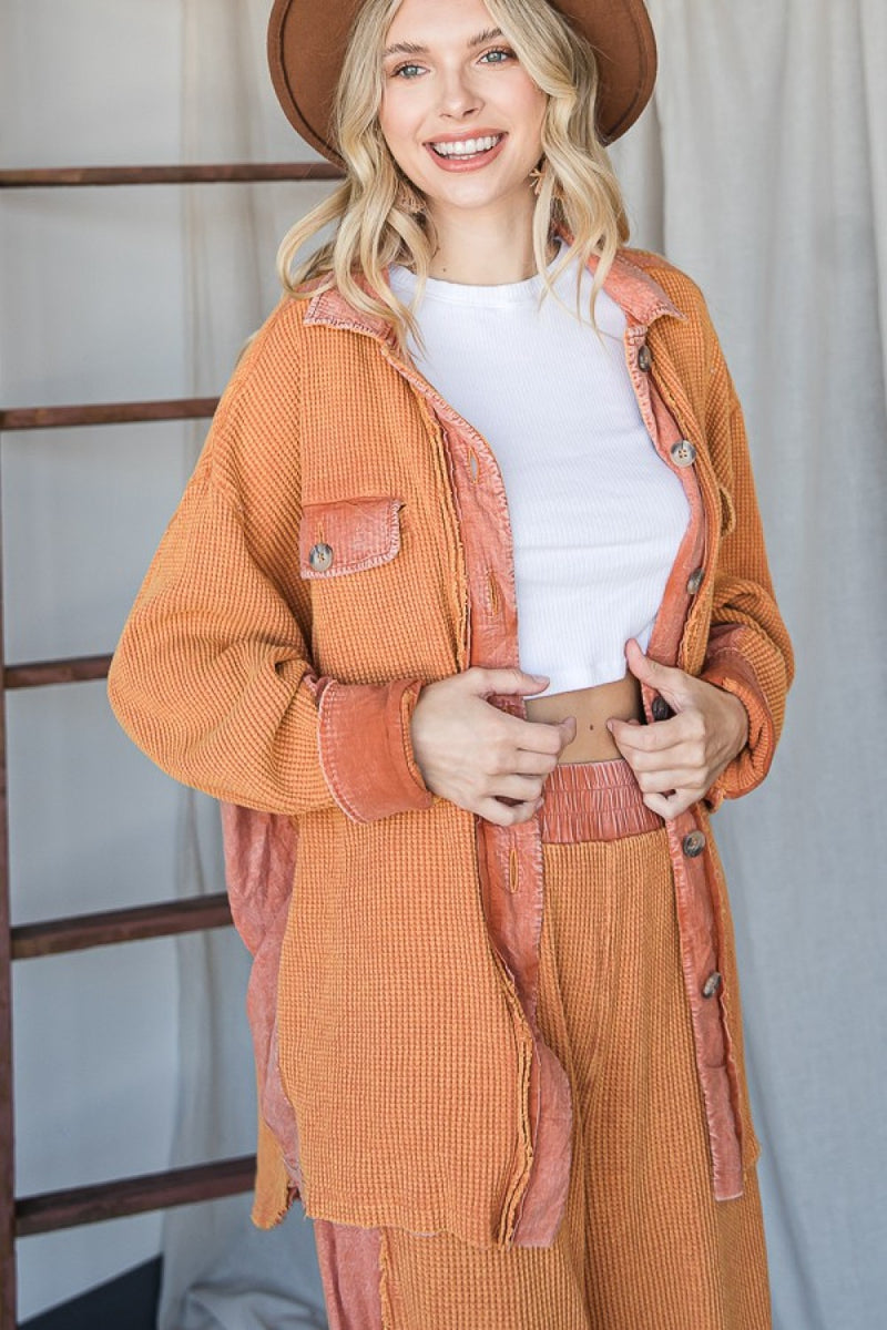 442- Washed Rust Waffle Knit Blazer *OLI & HALI*