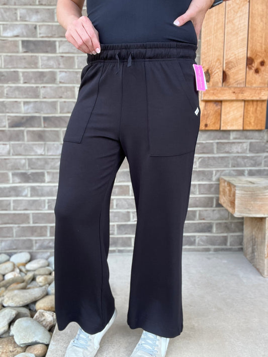 2772- Black Flare Athletic Pants by Simply Southern