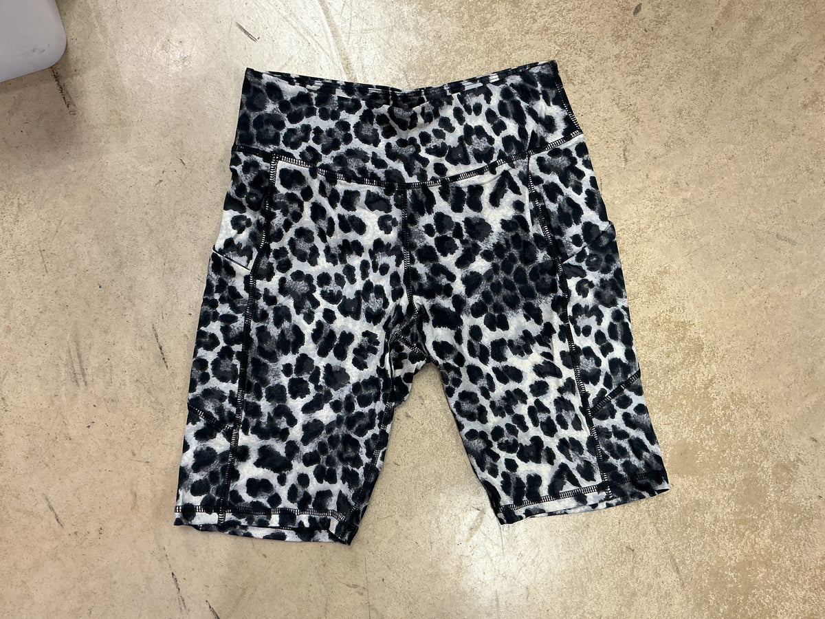 Black/Grey Leopard Biker Shorts FINAL SALE DOORBUSTER * BIN #20