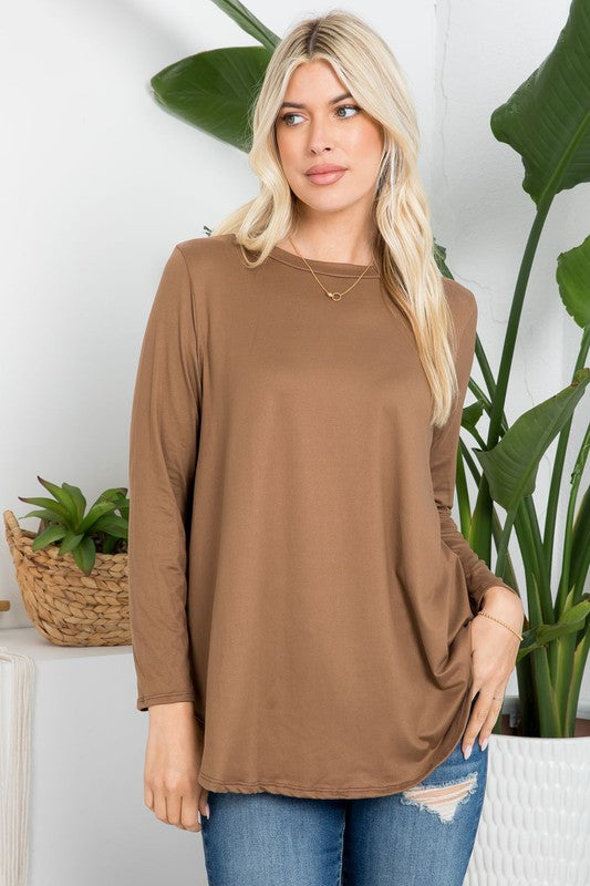 3380- Camel Butter Soft Basic Long Sleeve Tee