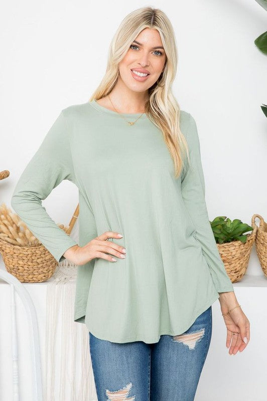 482- Sage Green Butter Soft Long Sleeve Basic T