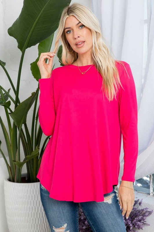 3382- Fuchsia  Butter Soft Basic Long Sleeve Tee