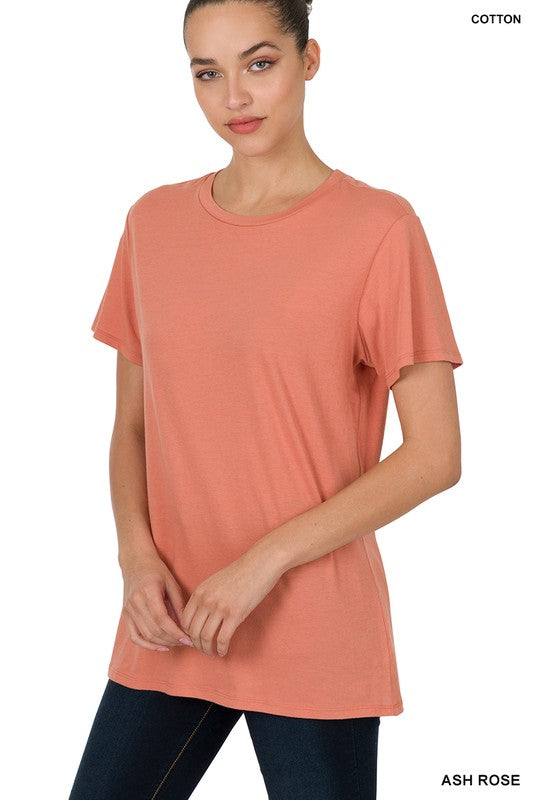 8074- Ash Rose Boyfriend Round Neck Tee