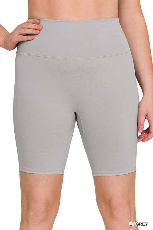 10142- Light grey High Waister Biker Shorts