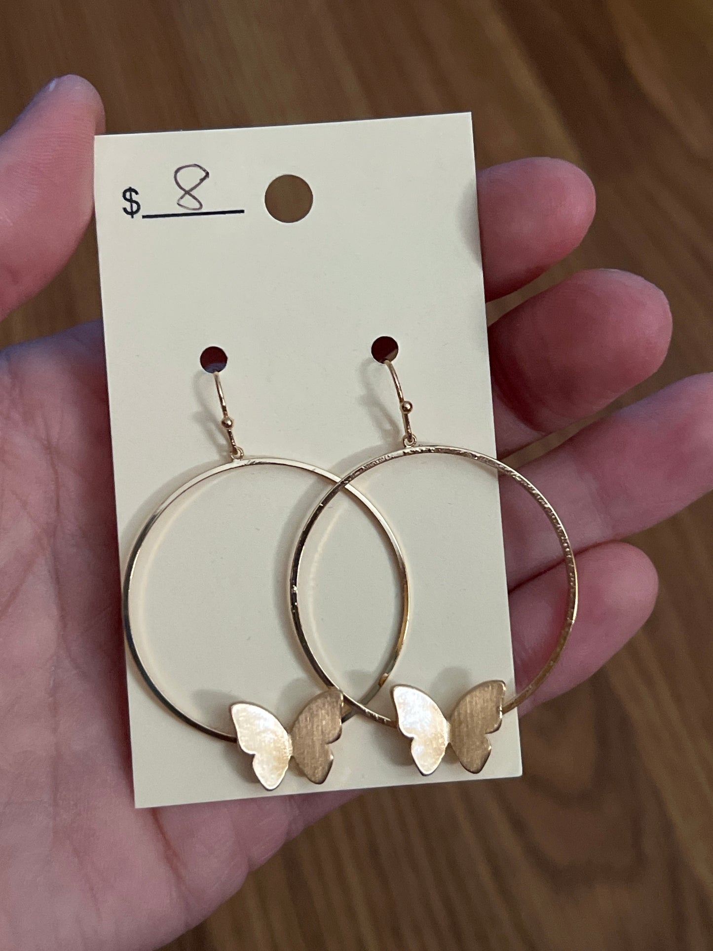 3067- Gold Circle Butterfly Earrings