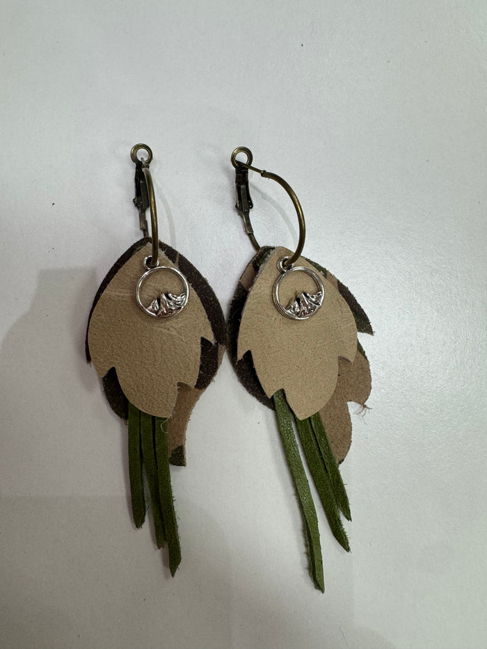 Camo, Olive, Beige Layered Hoop Earrings