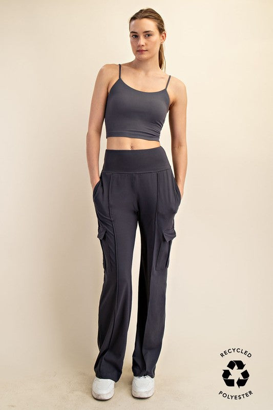 Charcoal Butter Soft Straight Leg Cargo Pants