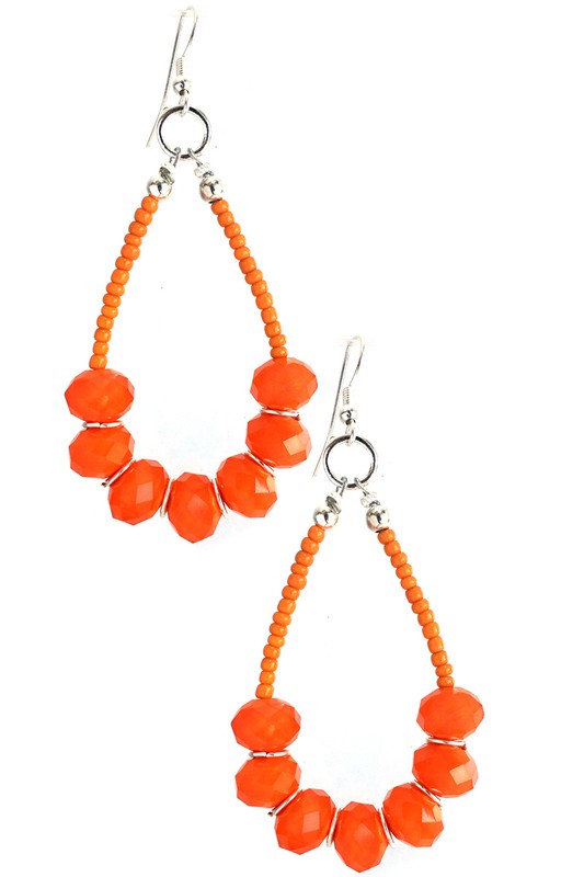 9783- Orange Crystal Seed Teardrop Earring *TN COLLECTION*