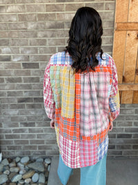 Multi Color Plaid Button Down Blouse by BlueVelvet