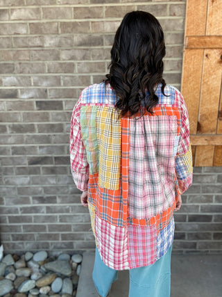 Multi Color Plaid Button Down Blouse by BlueVelvet