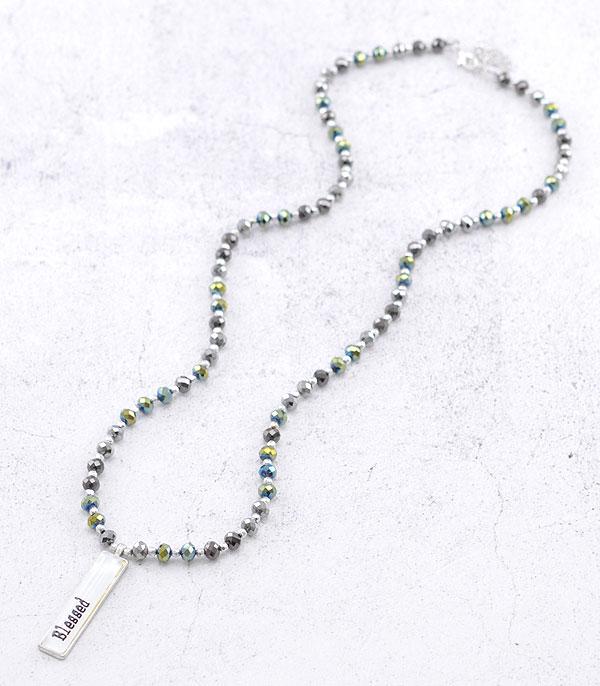 8963- Blessed Charm Stone Beaded Necklace