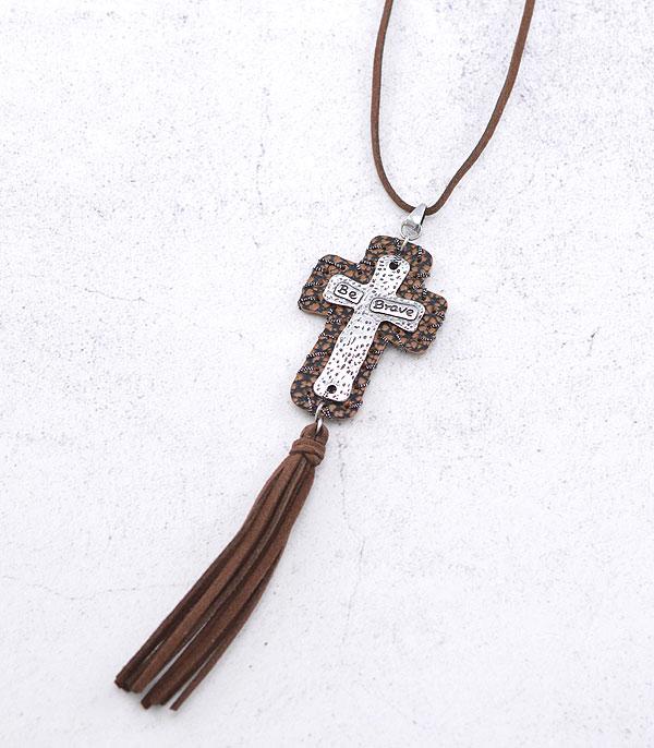 8962- Be Brave Cross Necklace