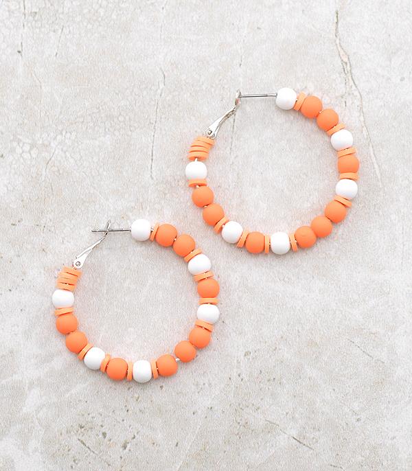 30014- Orange & White Hoop Earrings *TN COLLECTION*