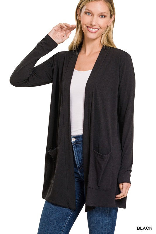 20410- Black Light Weight Cardigan w/ Pockets