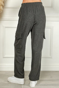 20397- Charcoal Ribbed Cargo Pants