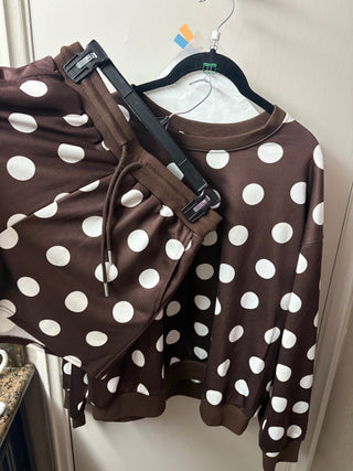 Polka Dot Shorts Set - Brown/White
