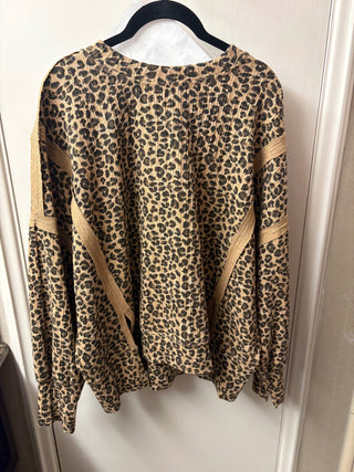 Animal Print Knit Top - Taupe