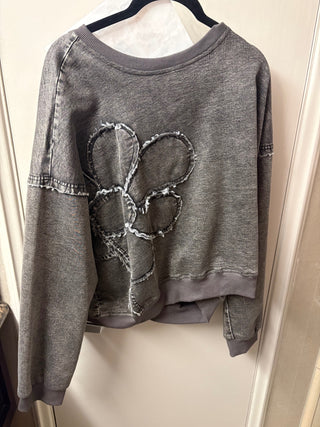 Washed Pullover Top - Charcoal