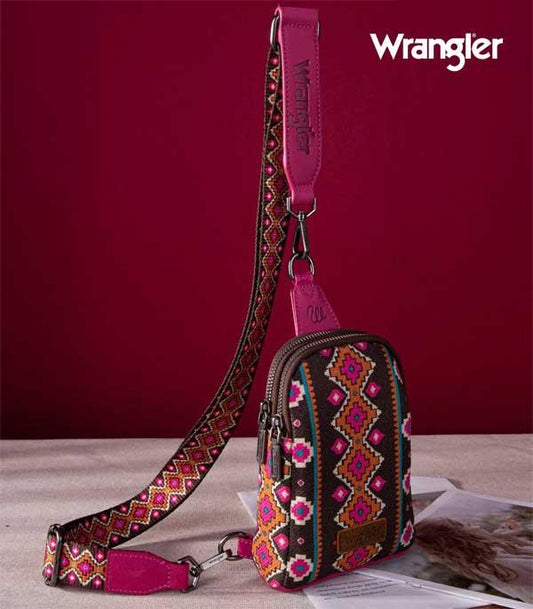 2185- Hot Pink Aztec Wrangler Sling Bag