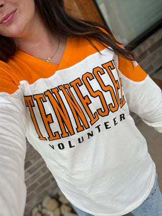 Tennessee "Southlawn Daphne* - Long Sleeve V-Neck Oversized
Jersey Top by Royce