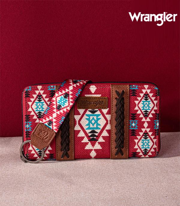 3442- Burgundy Aztec Wrangler Wristlet