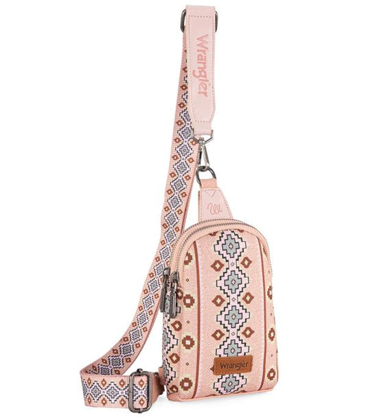 2187- Pink Aztec Wrangler Sling Bag