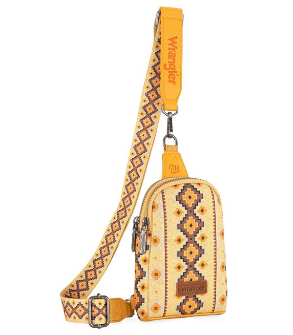 2188- Yellow Aztec Wrangler Sling Bag